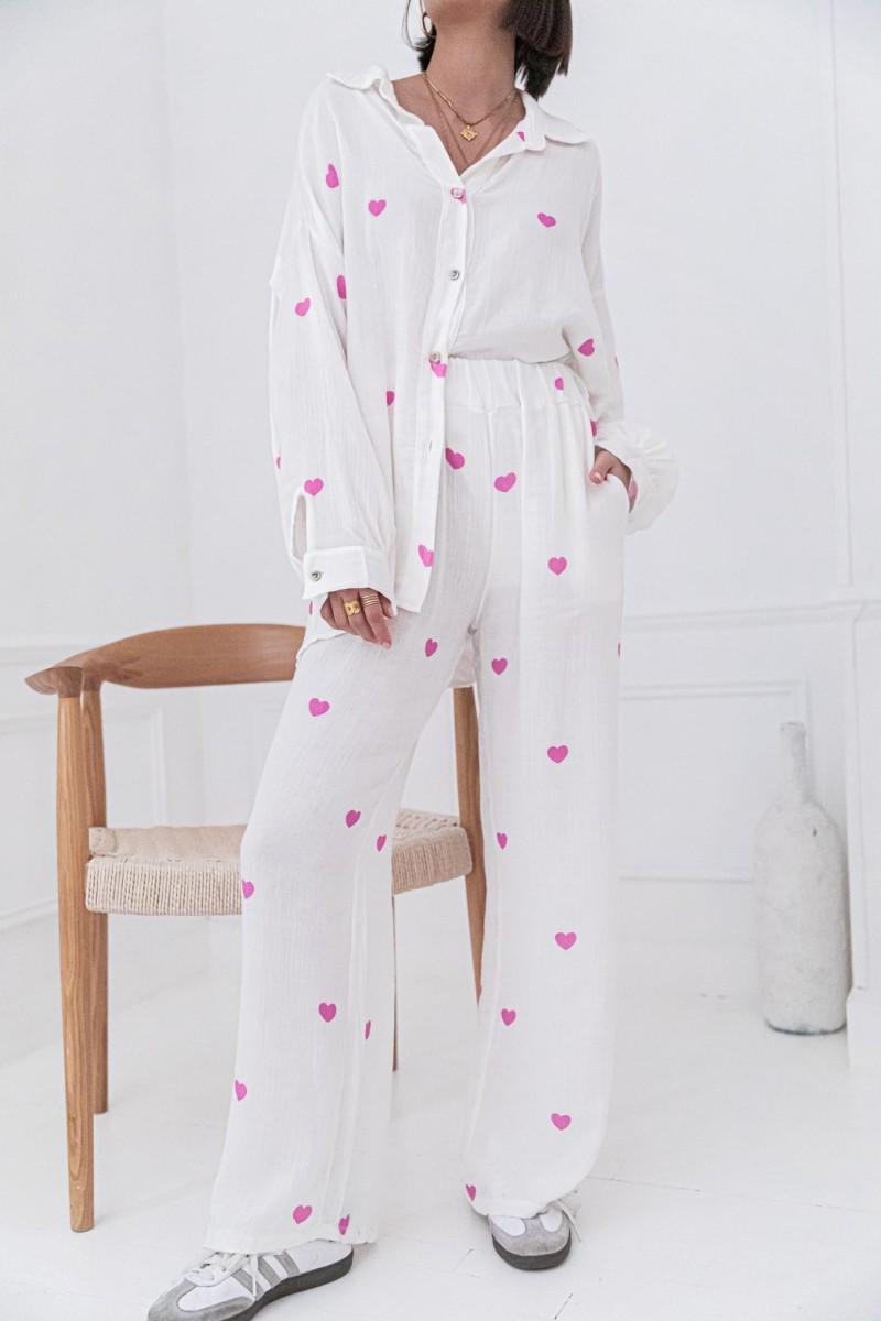 ALIZÉ Rose - Pantalon Coeurs gaze de coton | Pretty Wire