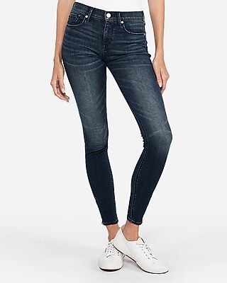 Express Womens Mid Rise Stretch+ Performance Zip Ankle Jean Leggings | Express