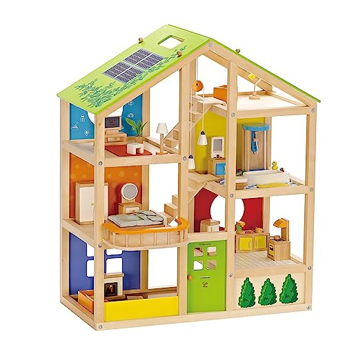 All Seasons Kids Wooden Dollhouse by Hape | Award Winning 3 Story Dolls House Toy with Furniture,... | Amazon (US)
