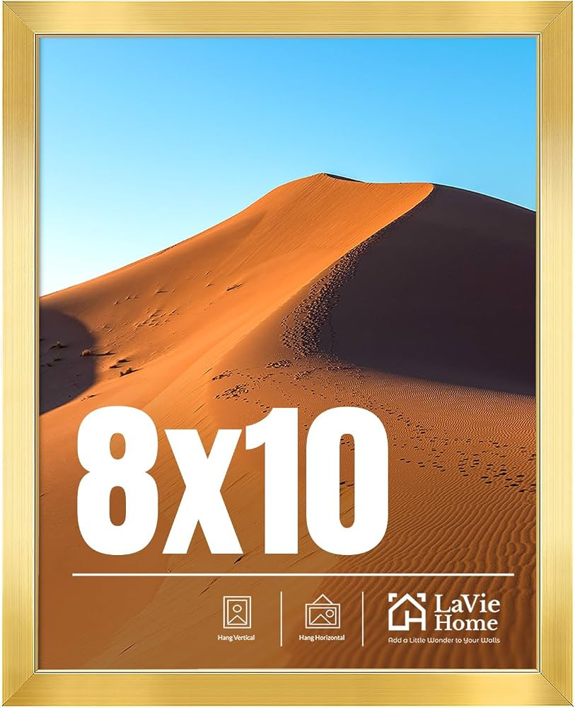 LaVie Home 8x10 Picture Frame for Wall Display, 8x10 Gold Picture Frame with HD Plexiglas, 8 x 10... | Amazon (US)