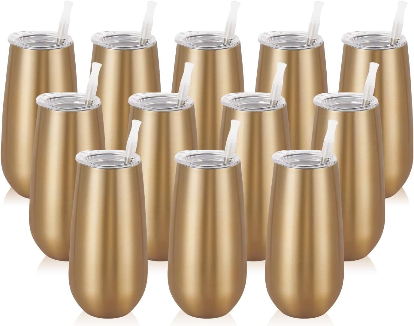 12 Pack Stemless Champagne Tumblers, 6 Oz Champagne Insulated Tumblers, Double Insulated Champagn... | Amazon (US)