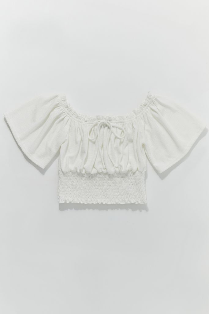 UO Nori Crinkle Linen Off-The-Shoulder Top | Urban Outfitters (US and RoW)