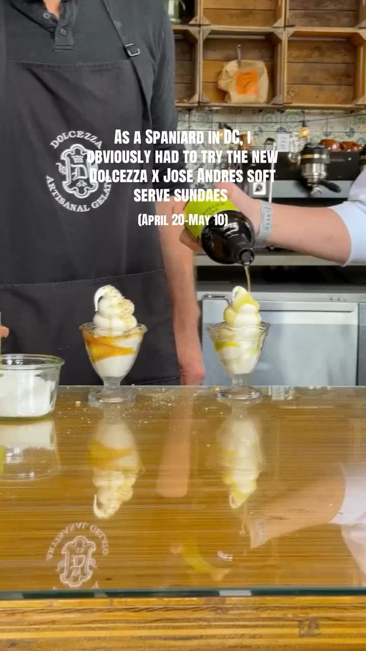 Dolcezza and Jose Andres partnered for two sundaes: Arbequina extra virgin olive oil soft serve finished with a drizzle of Arbequina EVOO and a sprinkle of Maldon sea salt and then The Basque cheesecake sundae comes with Cana de Cabra goat cheese, finished with chestnut honey and cracked black pepper.

📍 Dolcezza H Steet, CityCenter and Hirshorn Museum, Jaleo (basque cheesecake sundae), Zaytinya (olive oil sundae)

April 20 through May 10.

Where to eat in dc, things to do in dc