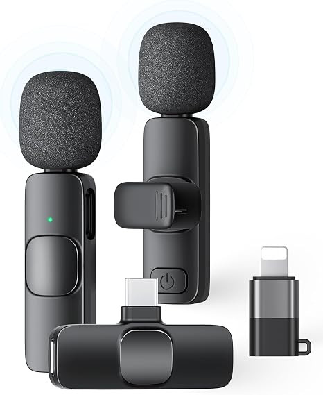 2 Pack Wireless Lavalier Microphone for iPhone iPad and Android Phone, Lapel Mic Plug and Play Wi... | Amazon (US)