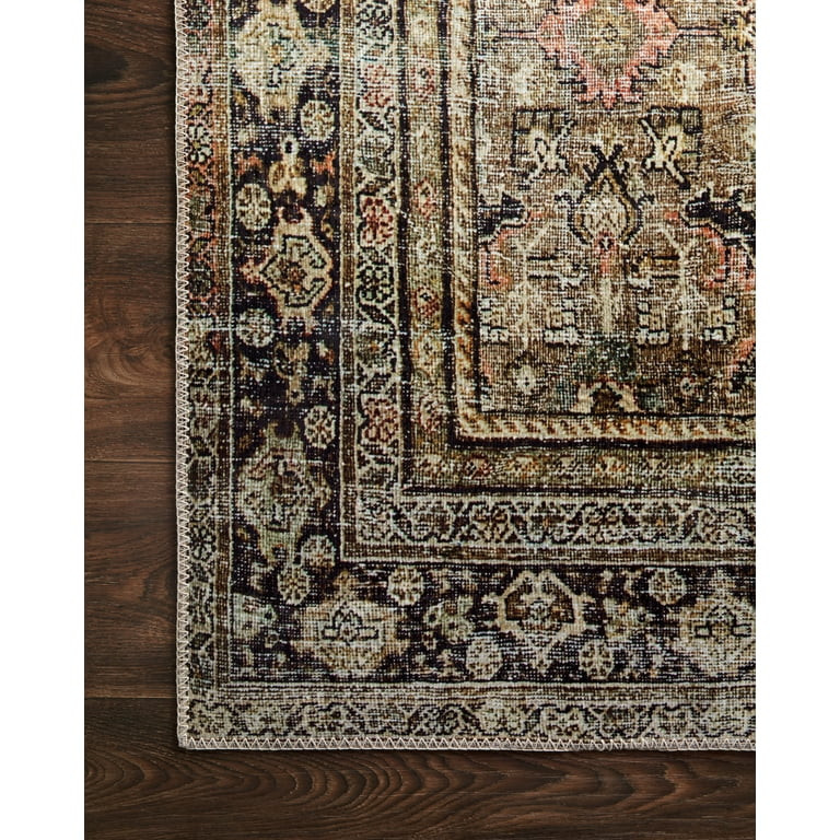 Loloi II Layla Printed Oriental Distressed Olive / Charcoal 7'-6" x 9'-6" Area Rug | Walmart (US)