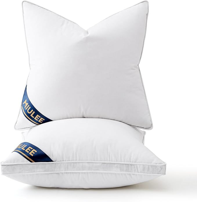 MIULEE 20x20 Feather Down Pillow Inserts with Gusset Bed Pillows,Set of 2 Luxury Fluffy Decorativ... | Amazon (US)
