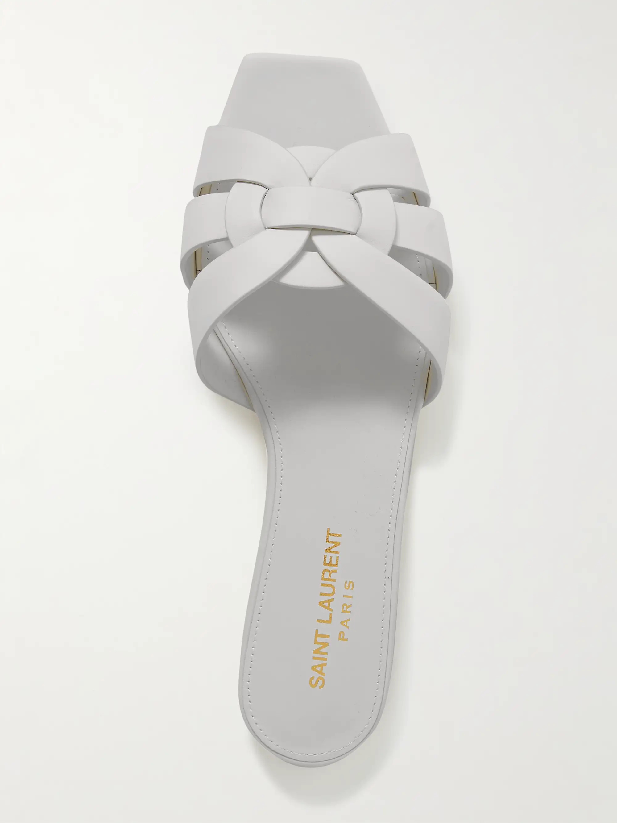 SAINT LAURENTTribute woven leather slides | NET-A-PORTER (US)