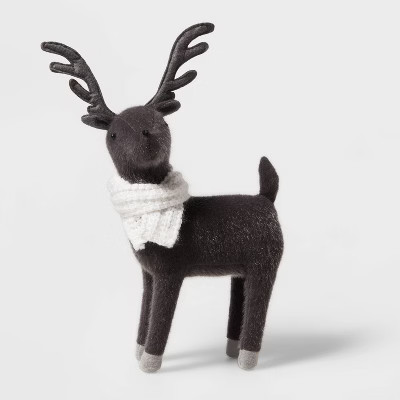 Black Fabric Deer with White Scarf Decorative Figurine - Wondershop™ | Target