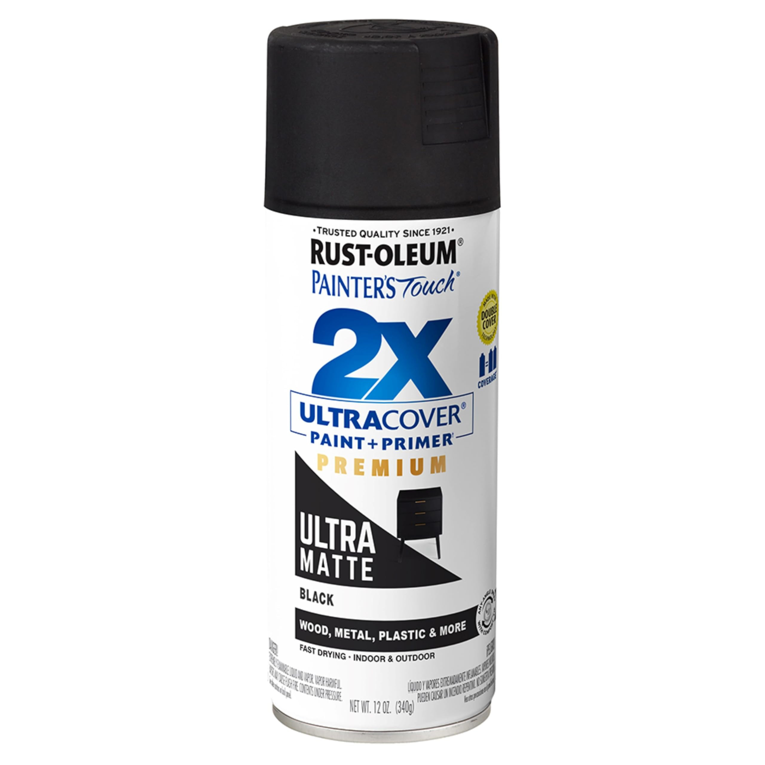 Rust-Oleum 331182 Painter's Touch 2X Ultra Cover Spray Paint, 12 oz, Ultra Matte Black | Amazon (US)