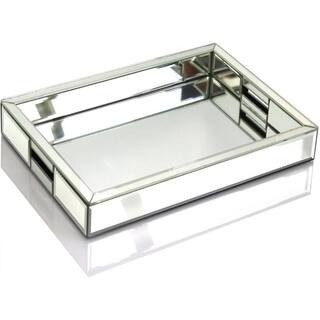 Silver Rectangular Mirror Vanity Tray Organizer in Mirrored Finish, 11x14x2 inch for Bedroom or Bathroom | The Home Depot