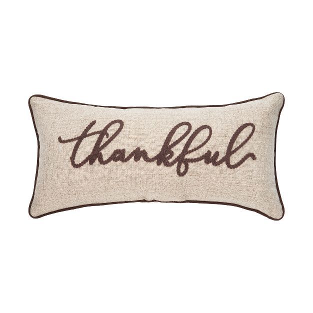 C&F Home 10" x 22" Thankful Embellished Fall Throw Pillow | Target