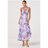 ASTR the Label | Yasmeen Floral Halter Godet Maxi Dress in Purple floral | Size XL | ASTR The Label (US)