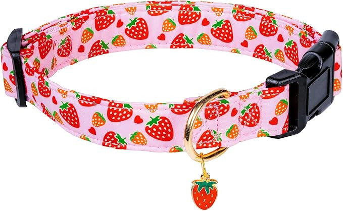 Cute Cotton Dog Collar for Small Medium Large Dogs Special Design Cute Pink Strawberry Dog Collar... | Amazon (US)