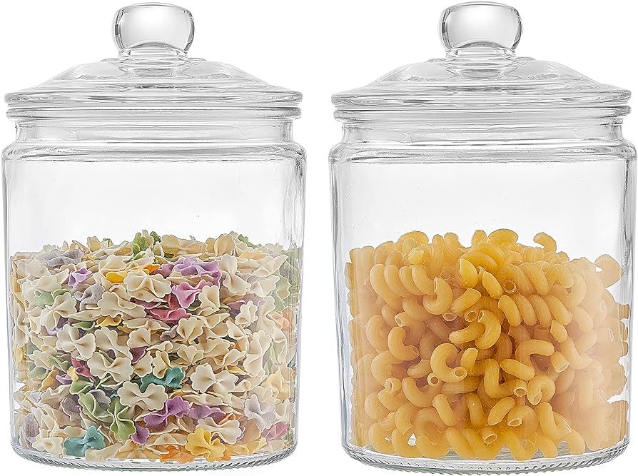 Millennium Crystals Glass Kitchen Canister Storage Jar, Set of 2 (64 OZ) | Amazon (US)