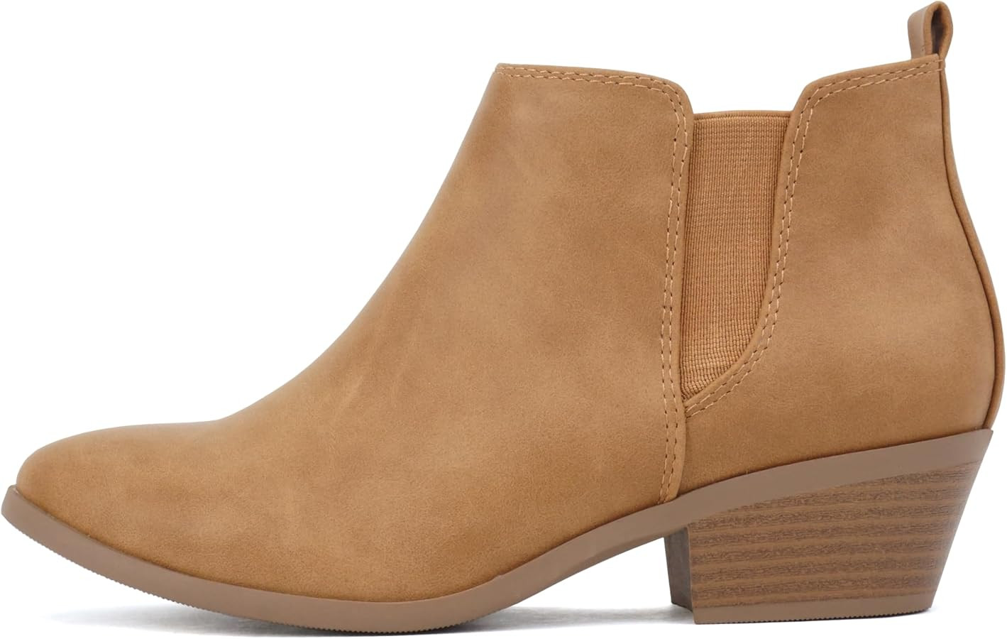 Soda “CHARMER” ~ Women Pointed Toe Elastic Gore Low Heel Ankle Bootie with Zipper Closure | Amazon (US)