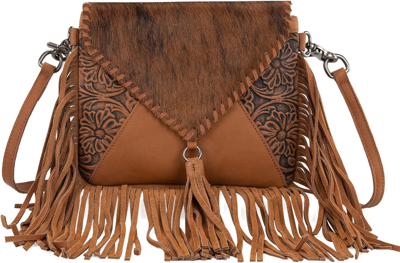 Fringe Purse Small Crossbody Bags for Women Western Purses Vintage Leather Cross Body Purses Wome... | Amazon (US)