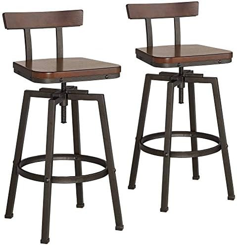 Roark Dark Bronze Adjustable Swivel Bar Stools Set of 2 - Elm Lane | Amazon (US)