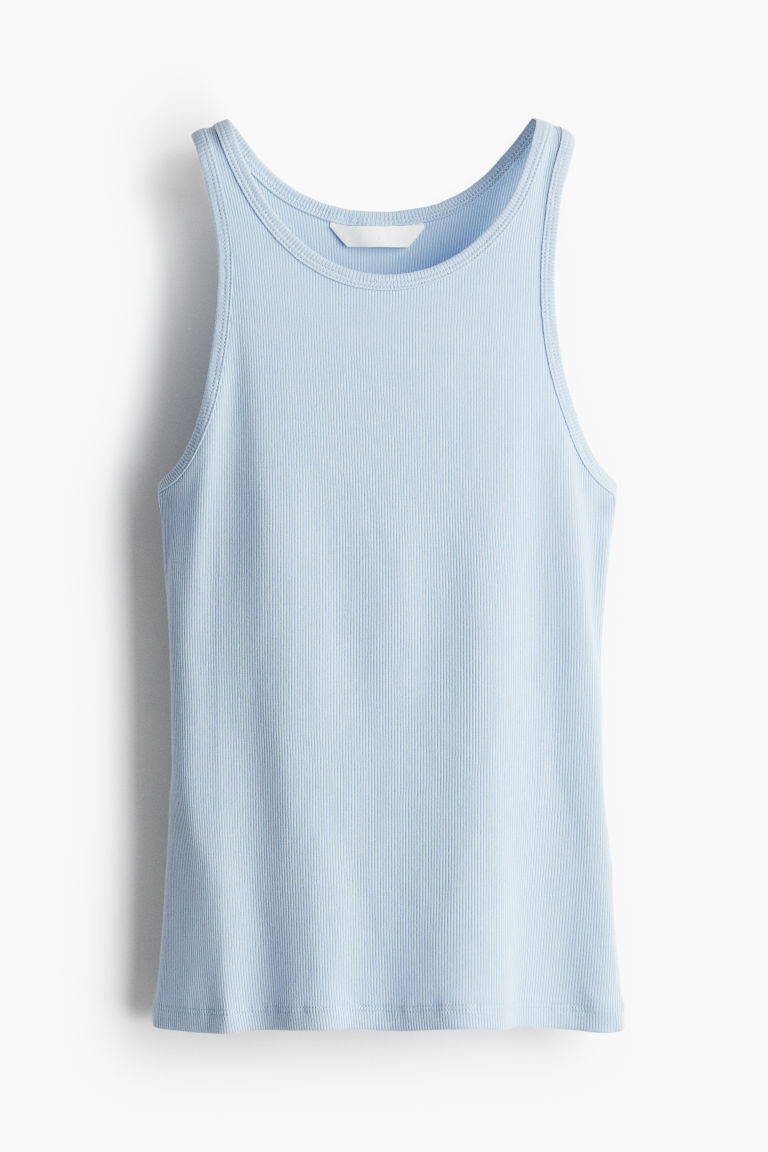 H & M - Ribbed Tank Top - Blue | H&M (US + CA)