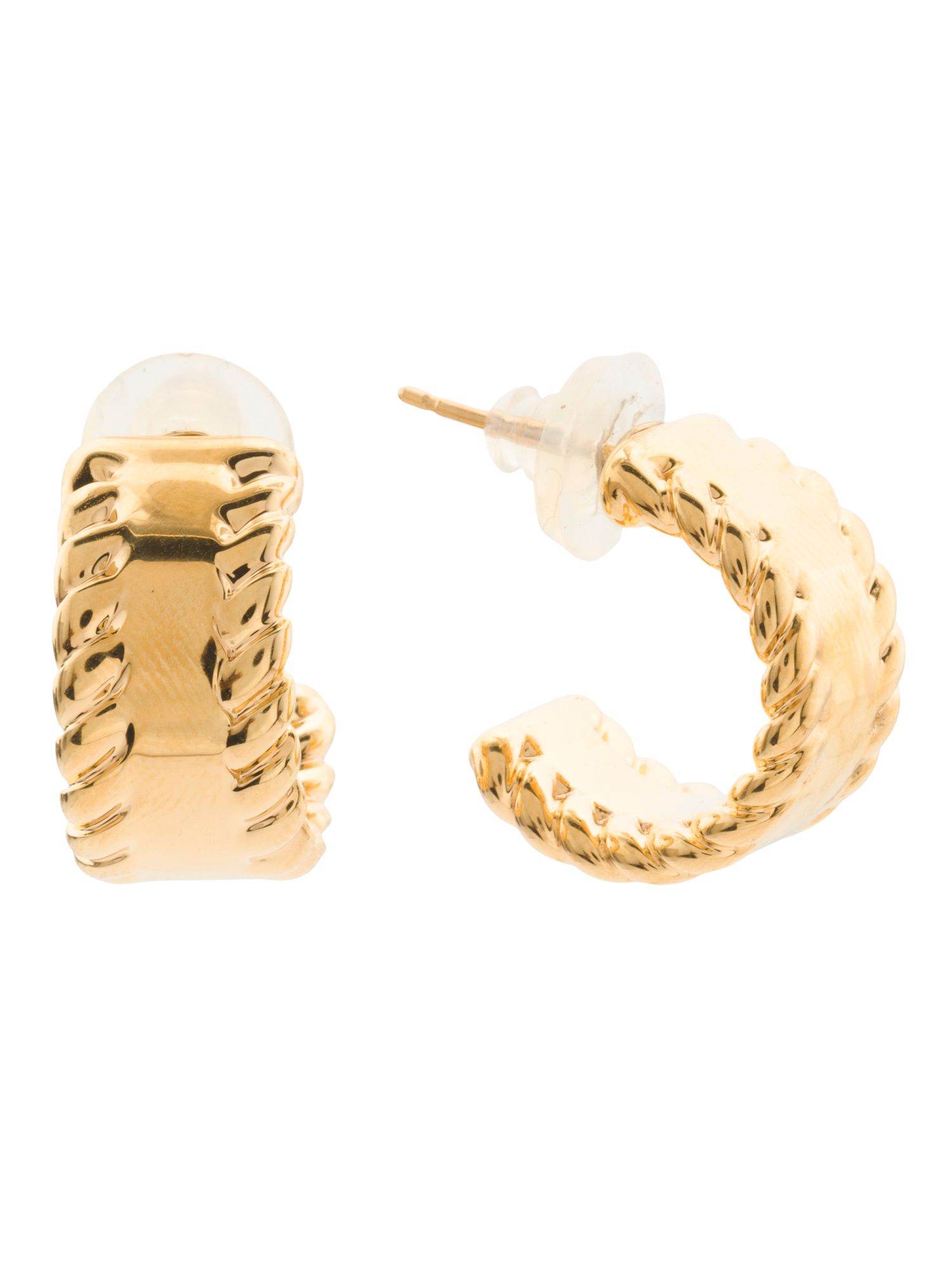 Made In Italy 14k Gold Rope Edge Hoop Earrings | TJ Maxx