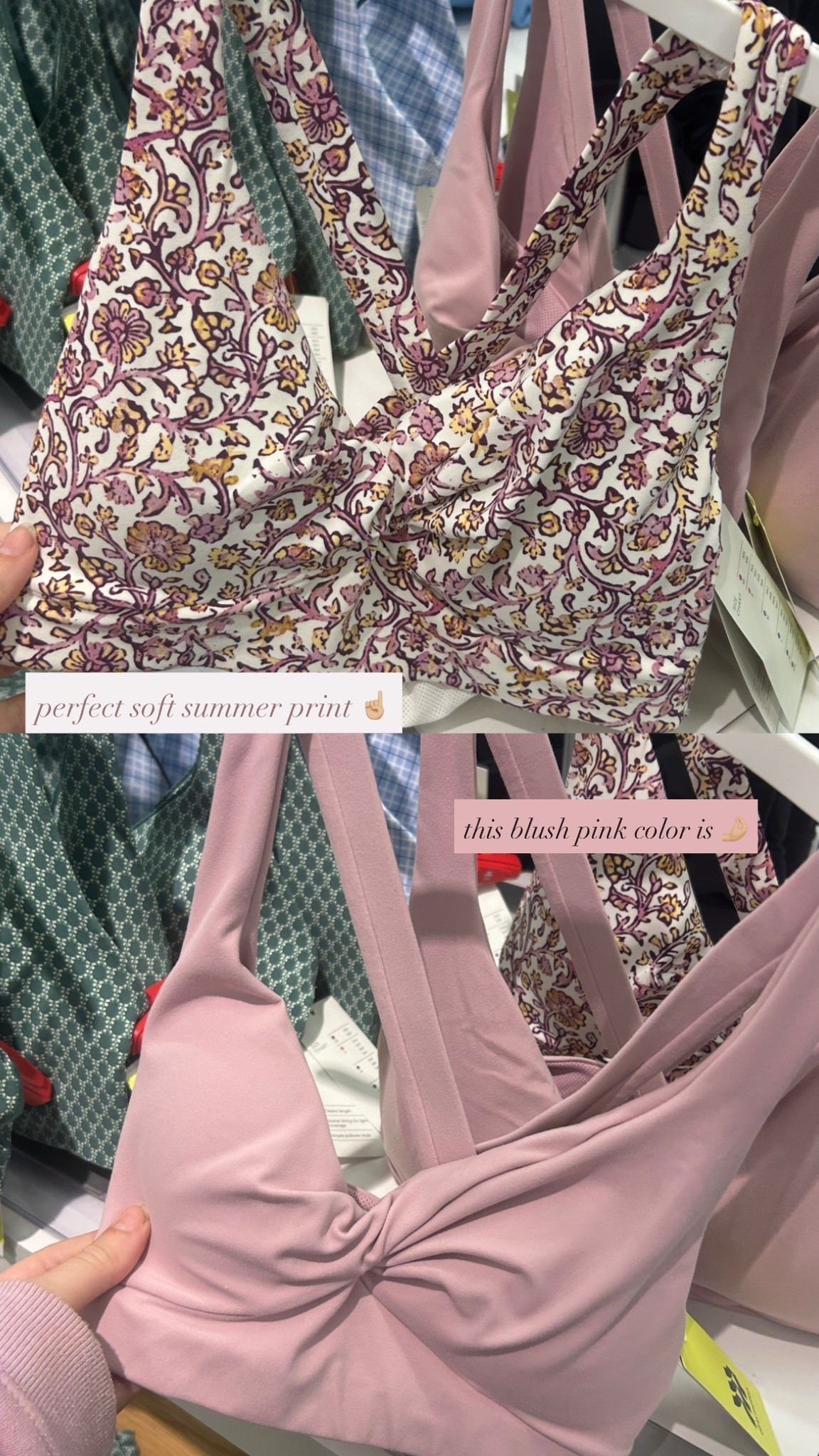 @Target twist front bras! The blush pink is perfect for summers + the patterned option is so cute as well!

Summer / Beasummer / color analysis
