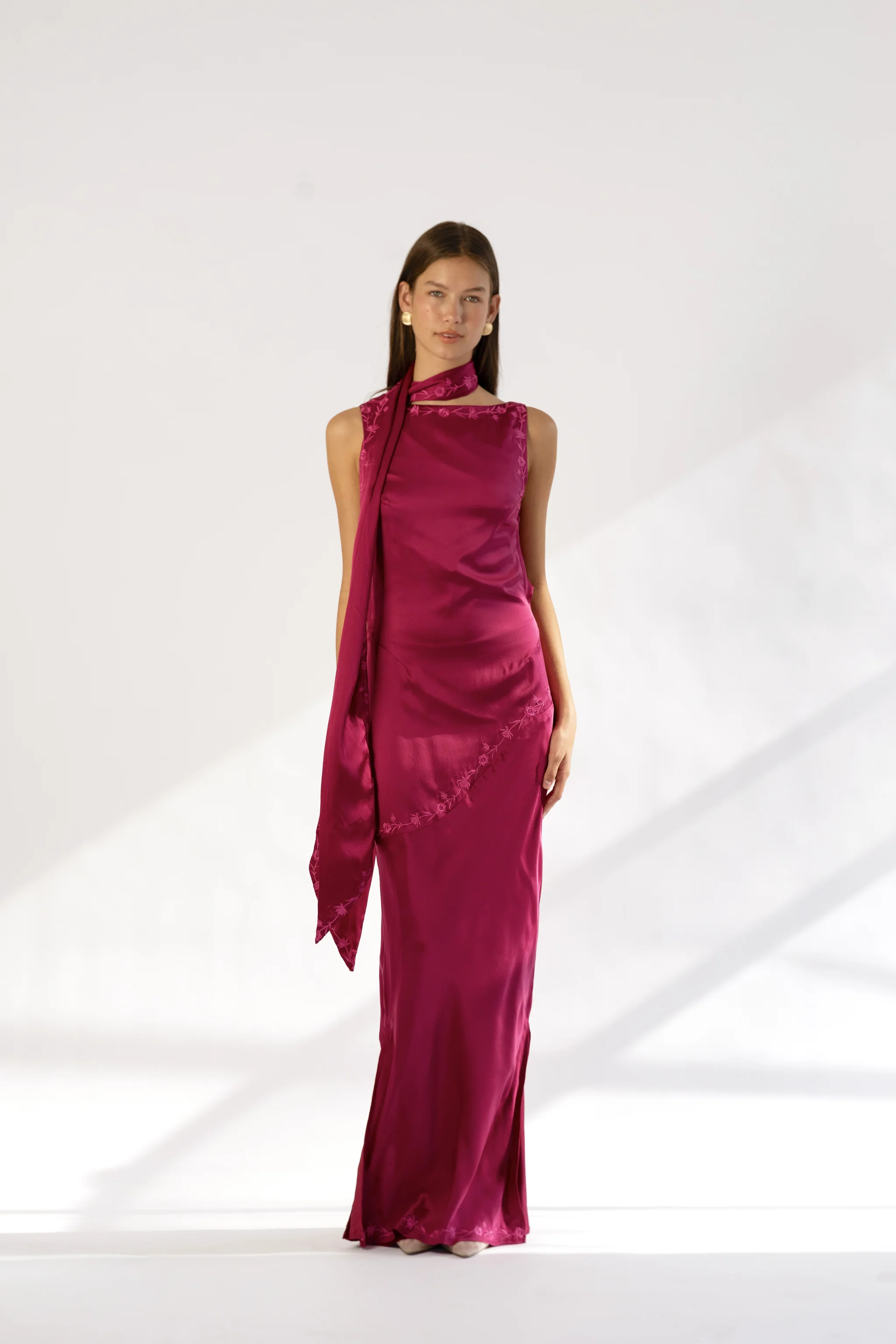 Nina Silk Dress — Azalea | Yellow The Label