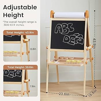Tiny Land Easel for Kids, Double-Sided Magnetic Easel, Adjustable Wooden Kids Art Easel with Pape... | Amazon (US)