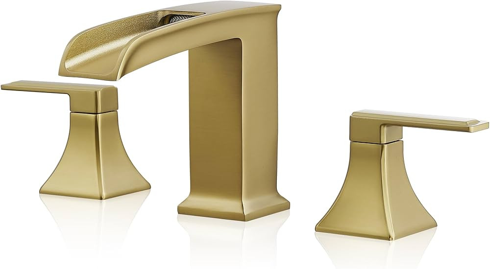 Solid Brass Gold Tub Faucet, Deck Mount Waterfall Bathtub Faucet 3 Hole, High Flow Tub Faucets Vi... | Amazon (US)