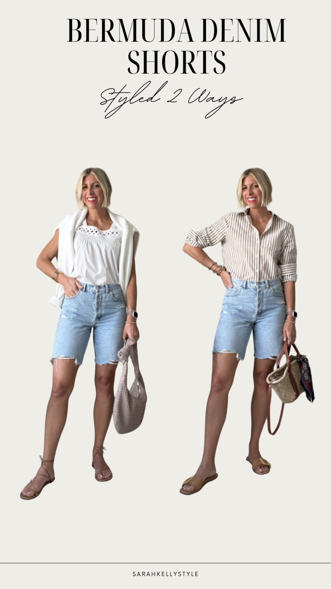 Styling denim shorts can be tough - here are two easy ways to style this summer!

#LTKOver40 #LTKgrwm #LTKootd