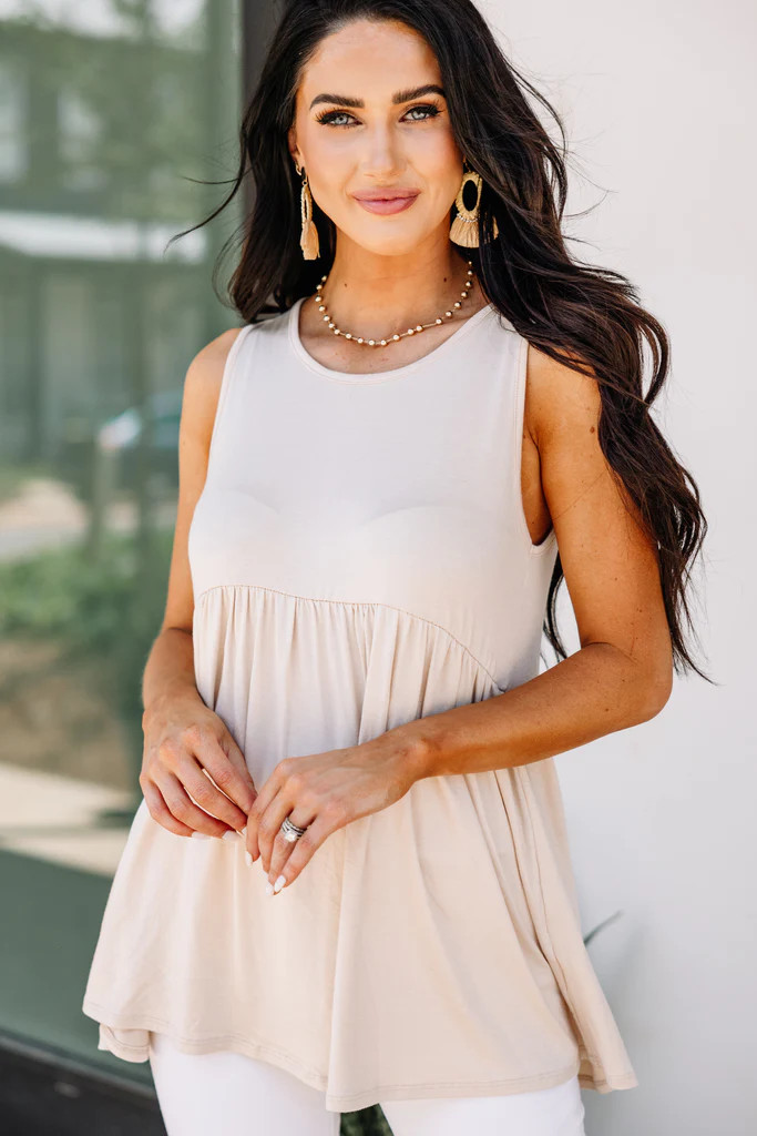 Better With You Oatmeal White Babydoll Tank | The Mint Julep Boutique