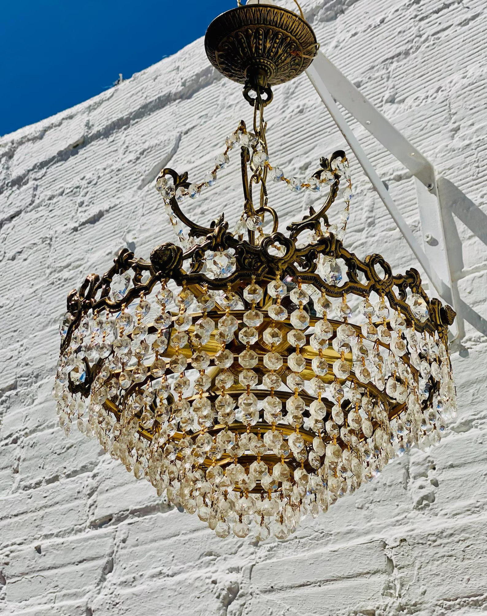 22 X 14" Antique Tiered Crystal Chandelier, Bronze, French, Ornate, 4 Lights, Suitable for EU, US... | Etsy (US)