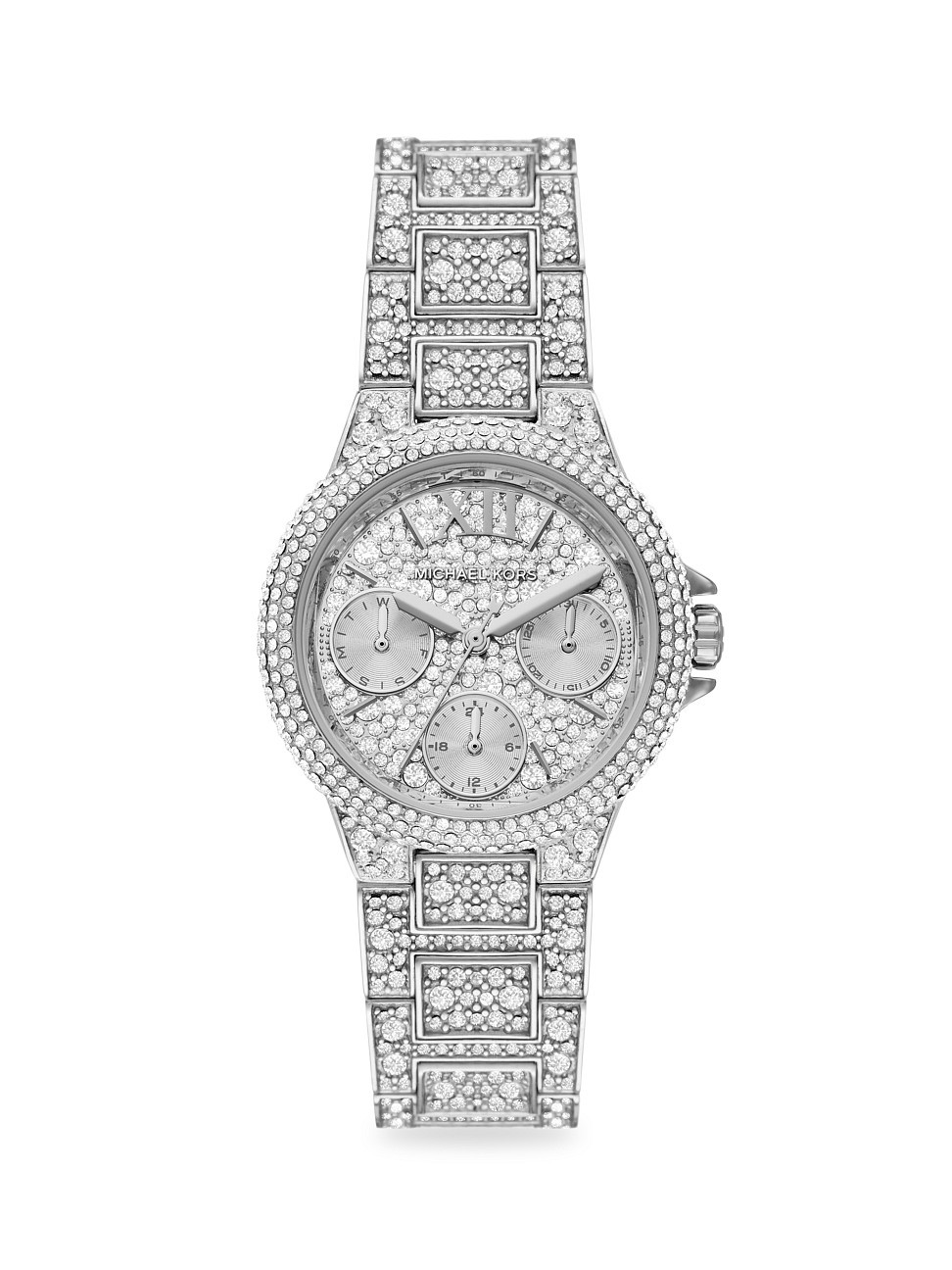 Women's Camille Multifunction Silvertone Stainless Steel Pavé Watch | Saks Fifth Avenue