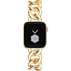 Kolgios 38/40/41mm Gold Women Cool Chain Durable Metal Watch Bands Compatible for Apple Watch Bands  | Amazon (US)