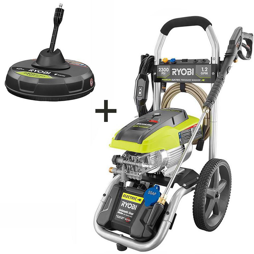 RYOBI 2300 PSI 1.2 GPM High Performance Electric Pressure Washer with 12 in. Surface Cleaner | The Home Depot