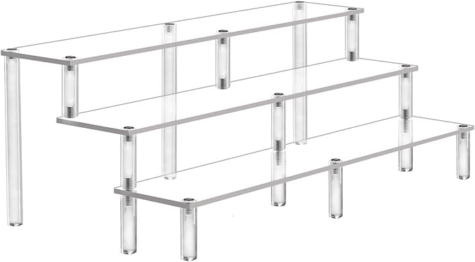 Acrylic Riser Display Shelf, 3 Tier Acrylic Shelves for Figures, 15.8 Inch | Amazon (US)