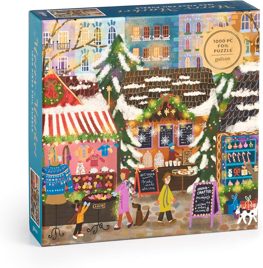 Galison Merry Market – 1000 Piece Foil Joy Laforme Jigsaw Puzzle Featuring Merry and Festive Ou... | Amazon (US)