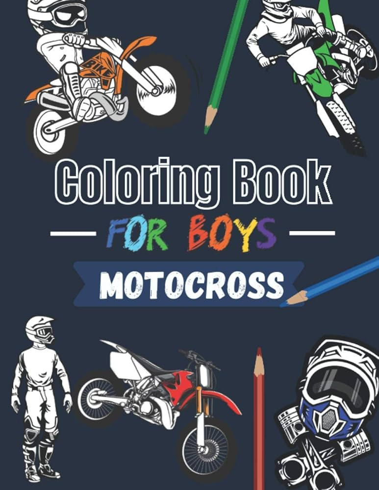 Coloring book for boys Motocross: Over 30 coloring pages to color and enjoy… | Dirtbike & Motor... | Amazon (US)