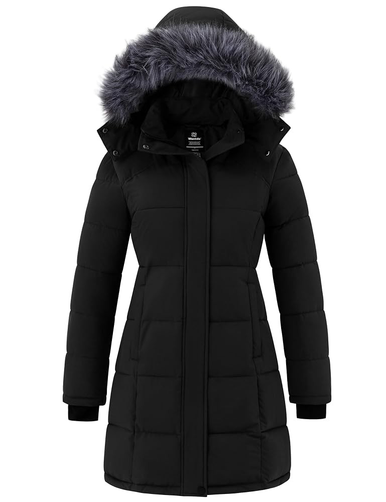wantdo Women's Waterproof Winter Coat Warm Long Puffer Jackets with Faux Fur Hood Thicken Parka | Amazon (US)