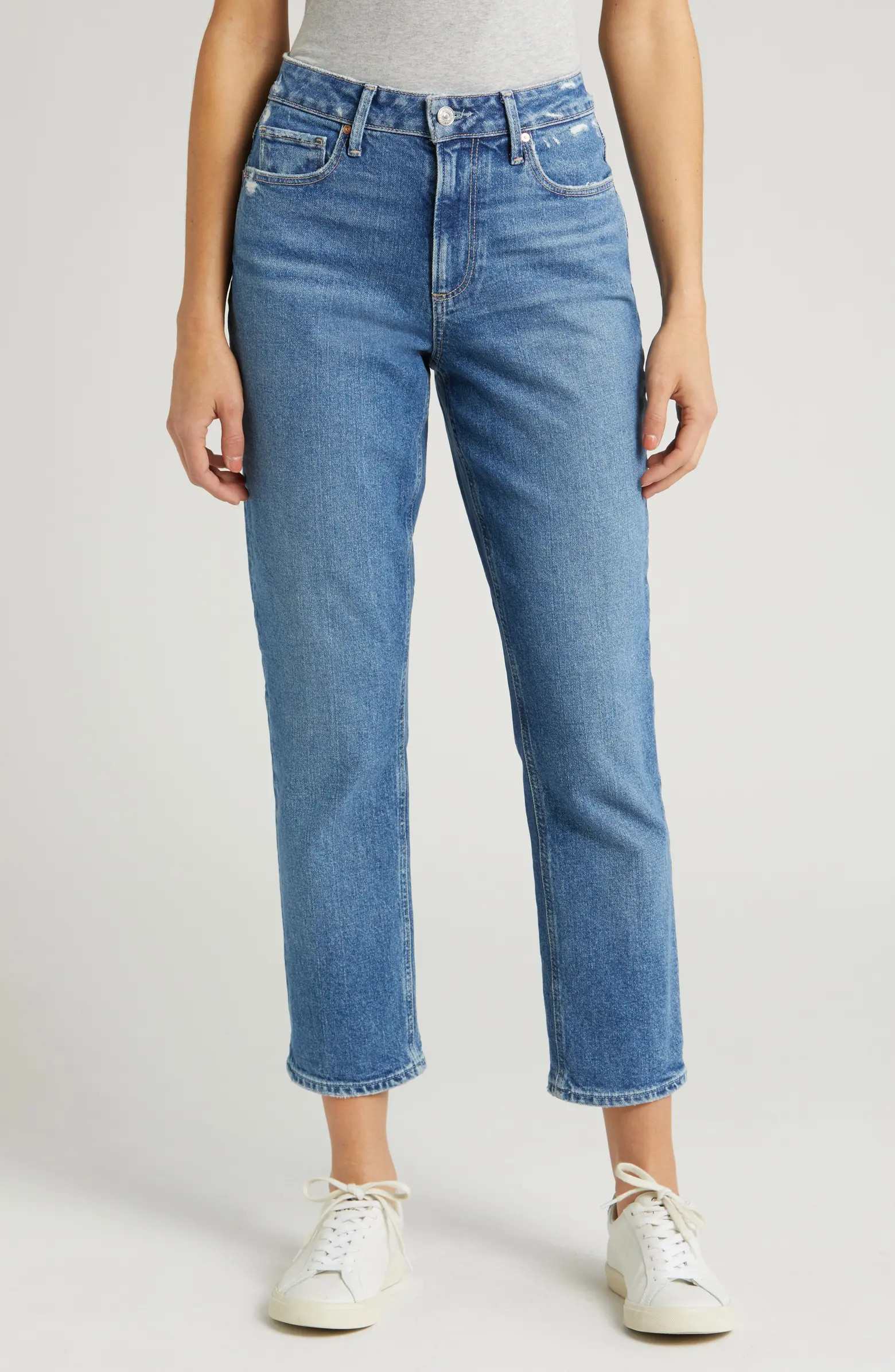 PAIGE Brigitte Distressed High Waist Crop Boyfriend Jeans | Nordstromrack | Nordstrom Rack