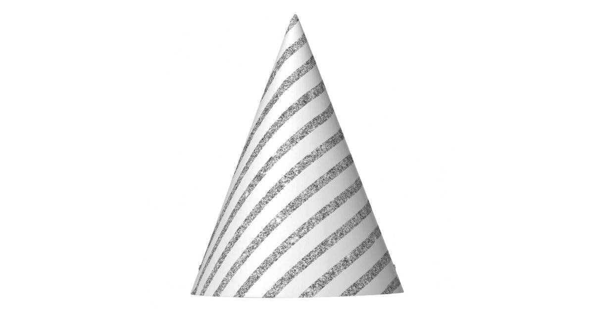 Elegant Silver Glitter Diagonal Stripes Pattern Party Hat | Zazzle.com | Zazzle