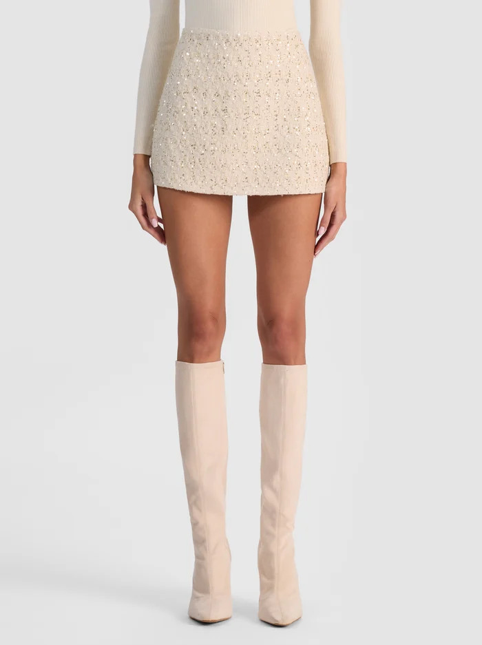 RUBI EMBELLISHED TWEED MINI SKIRT | Alice + Olivia