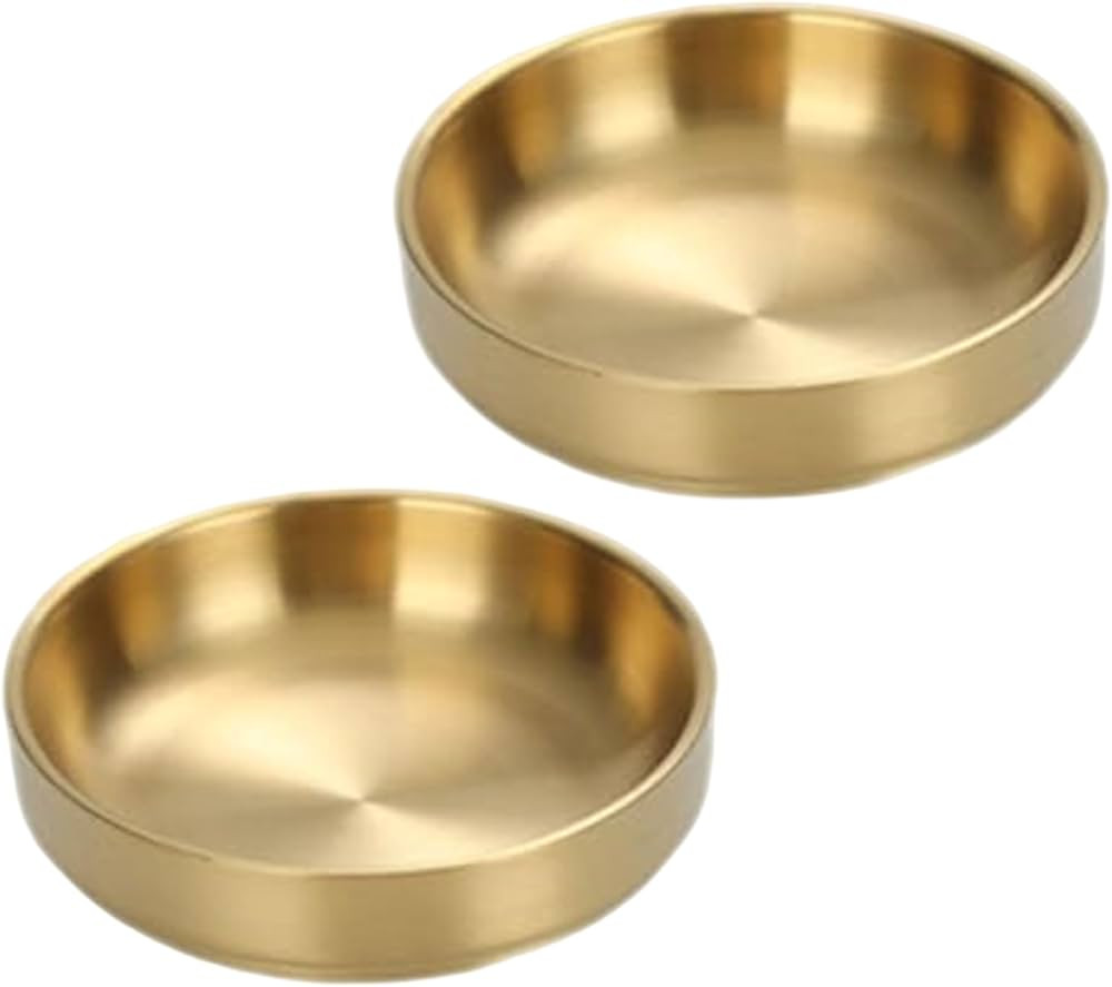 2Pcs Gold Dog Bowls, Stainless Steel Polished & Smooth Pet Bowls, Abrasion-Resistant & Easy to Cl... | Amazon (US)