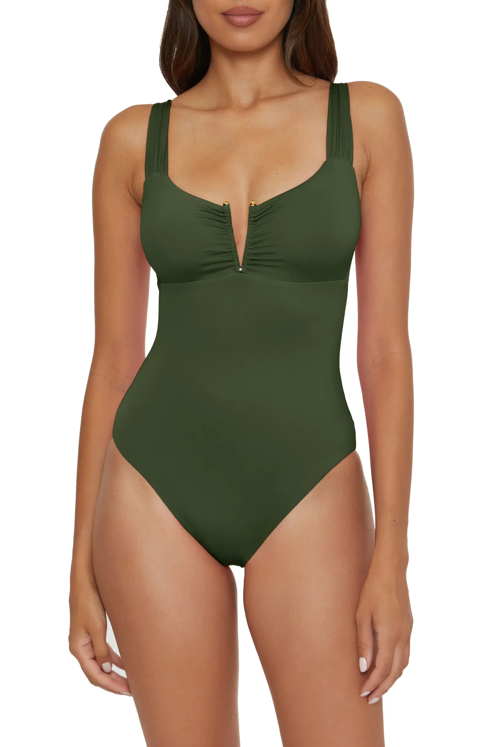 Shirred V-Wire One-Piece Swimsuit | Nordstrom