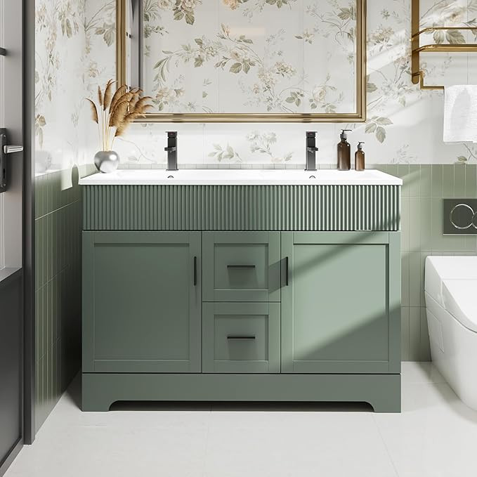 eclife 48" Bathroom Vanities Sink Combo with Painted Surface, Modern Drawered Cabinet W/Decorativ... | Amazon (US)