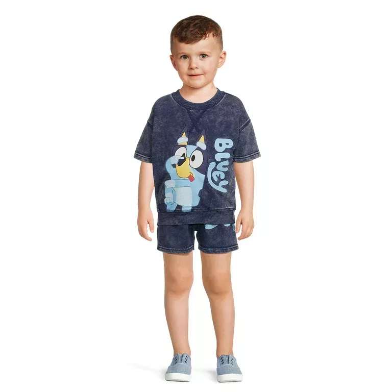 Bluey Bingo Mom Bandit Toddler Boys Girls 2 Pack Graphic T-Shirt Blue/Gray  4T