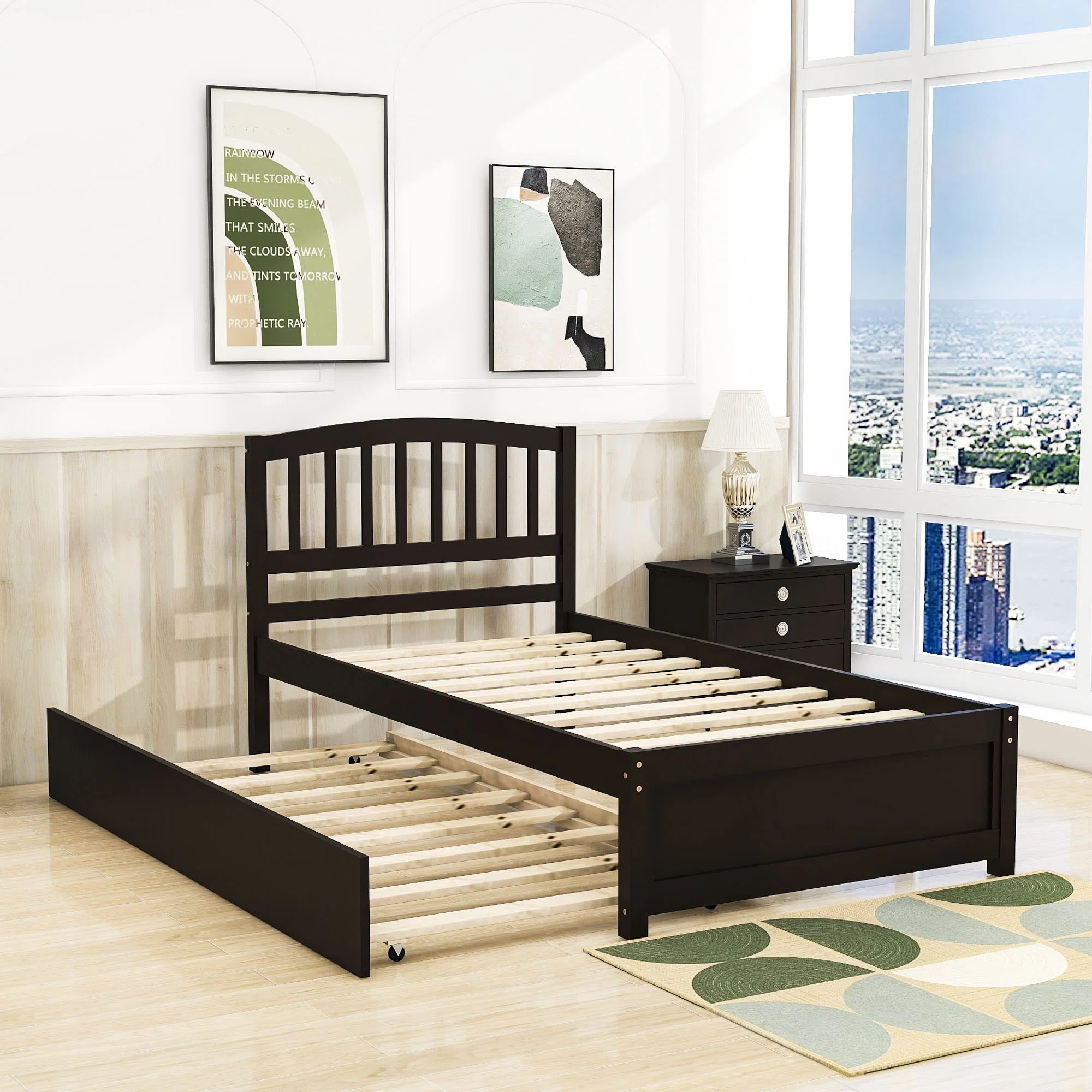 Red Barrel Studio® Mashud Twin Size Wood Platform Bed Frame with Trundle & Reviews | Wayfair | Wayfair North America