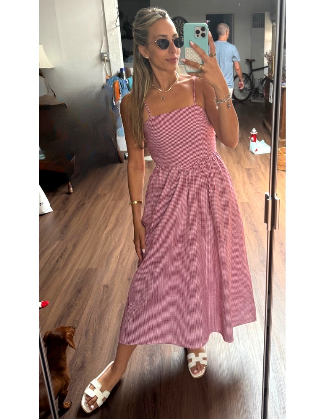 My go to red gingham dress that’s currently sold out but added dresses I love in different price ranges pairs with white sandals. Also, my most asked about Oliver People’s cat-eye  sunglasses. 

#sunnies 

#LTKSeasonal #LTKStyleTip #LTKShoeCrush