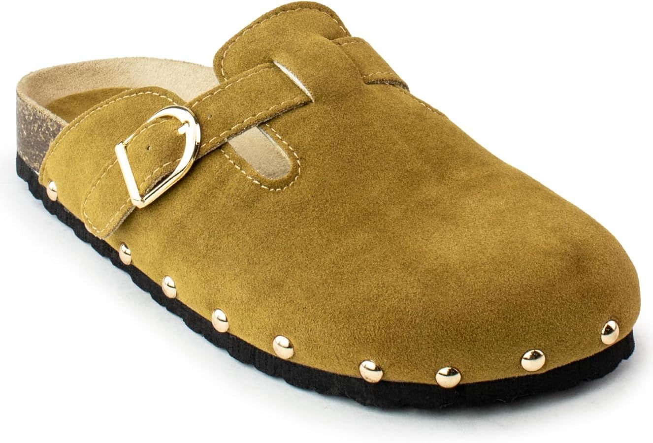 RF ROOM OF FASHION Women's Soft Faux Suede Studded Footbed Cork Clog Antislip Slippers Buckle Mul... | Amazon (US)