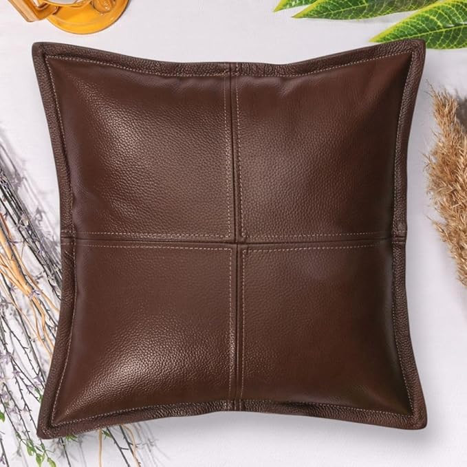 Leather Pillow Cover 18x18 Brown – Decorative Throw Pillow for Couch, Sofa or Bed – Modern Ac... | Amazon (US)
