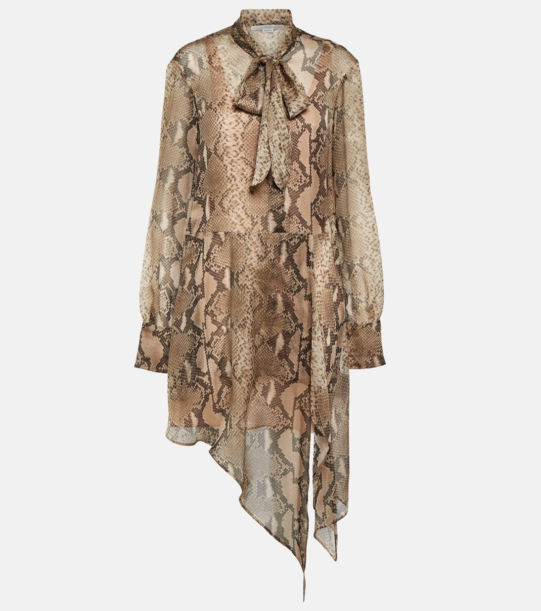 Snake-effect silk chiffon shirt dress | Mytheresa (UK)