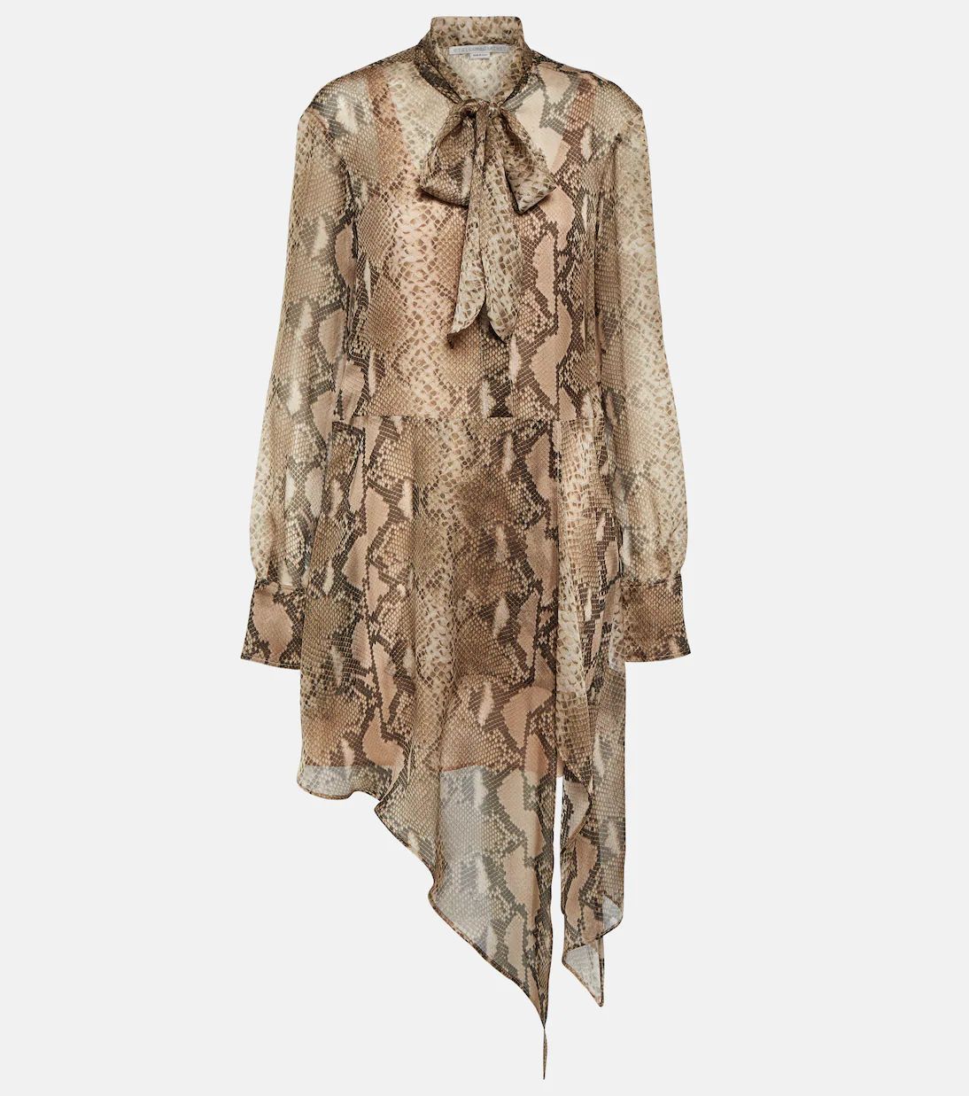 Snake-effect silk chiffon shirt dress | Mytheresa (UK)